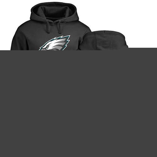 Men Philadelphia Eagles 19 JJ Arcega-Whiteside Black Name and Number Logo NFL Pullover Hoodie Sweatshirts